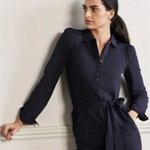 Boden Navy Blue Knit Shirt Dress size 6R